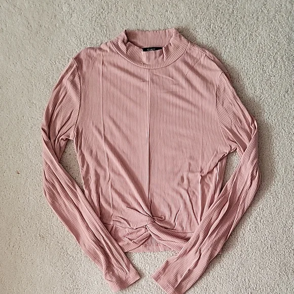 Pink Ribbed Long Sleeve Top - Picture 1 of 3